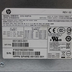 Fuente de poder HP D15-1K0P1A 1000w Z4 Z6 WorkStation 851383-001 Retirado de Equipo en Usos Garantia 12 Meses